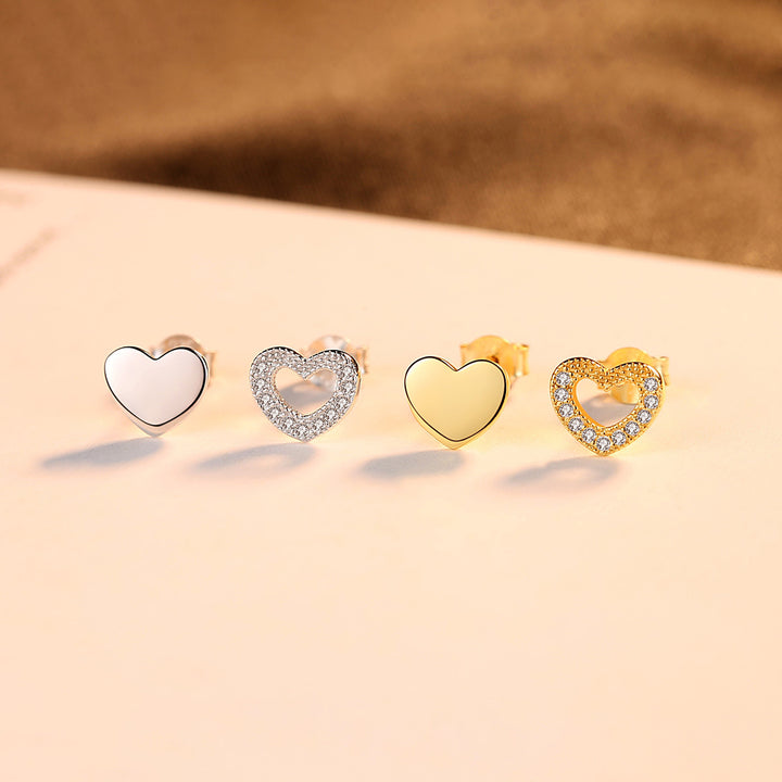 Plated Unique Love Heart Stud Earrings | 925 Sterling Silver