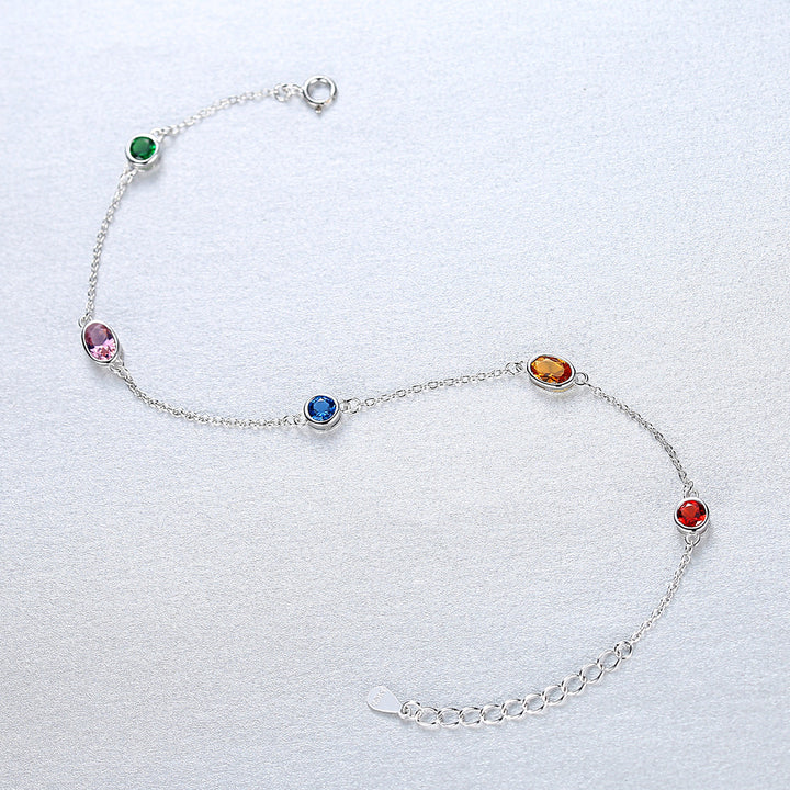 Colorful Topaz Gemstone Chain & Link Bracelet