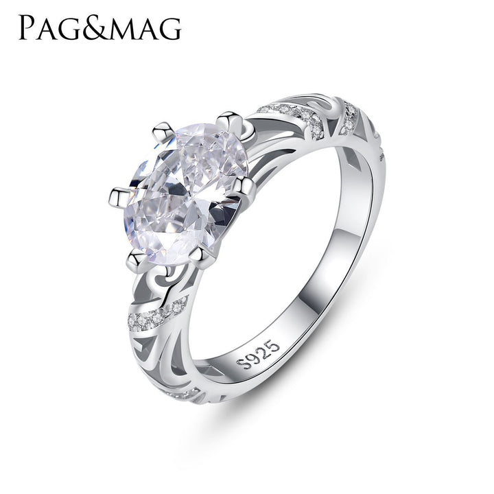 Oval Solitaire Engagement Wedding Ring | 925 Sterling Silver