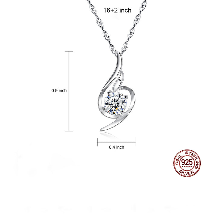 Heart Solitaire Cubic Zirconia Pendant Necklace | Silver 