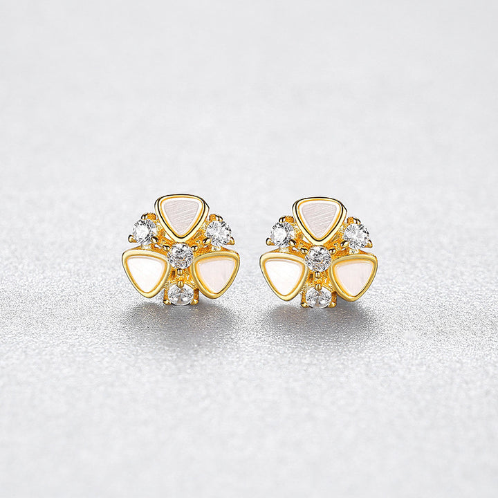 Sea Shell Tiny Floral Shape Stud Earrings | 925 Silver 