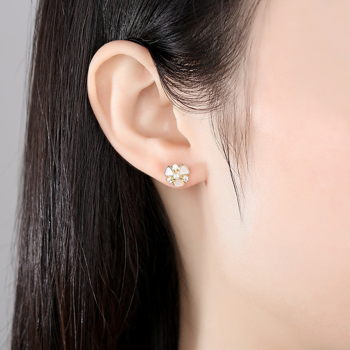 Sea Shell Tiny Floral Shape Stud Earrings | 925 Silver 