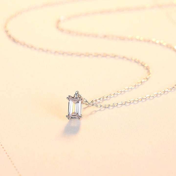 Plated Emerald Cut Pendant Necklace | 925 Sterling Silver