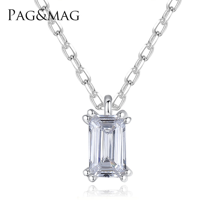 Plated Emerald Cut Pendant Necklace | 925 Sterling Silver