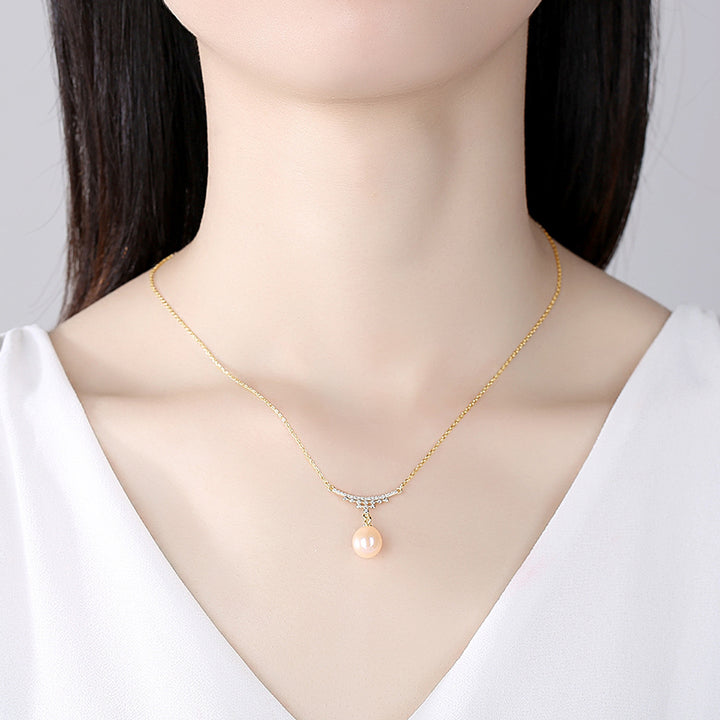 Freshwater Pearl & CZ Diamond Necklace | 925 Sterling Silver