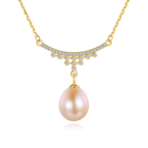 Freshwater Pearl & CZ Diamond Necklace | 925 Sterling Silver