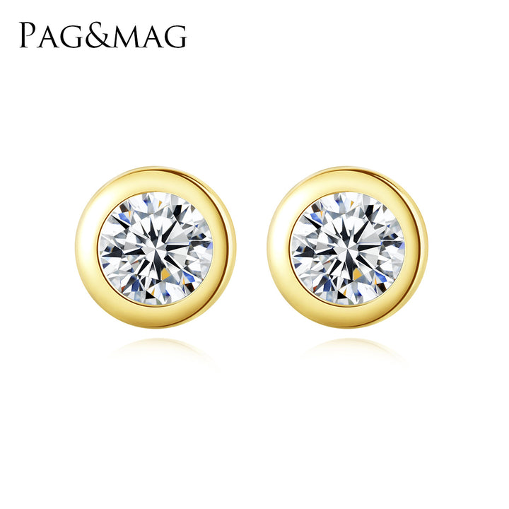 Simple Round Solitaire Bezel Set Stud Earrings | 925 Silver