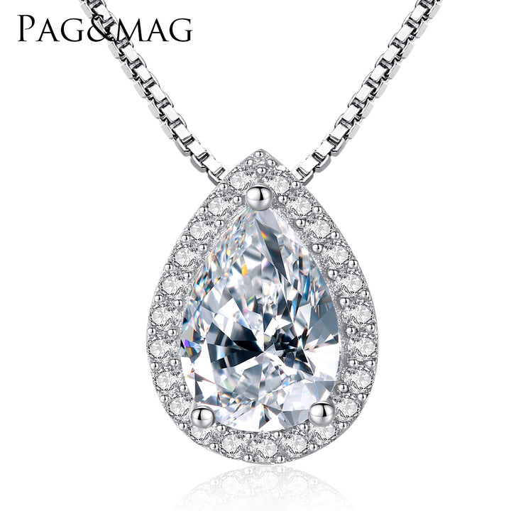 Teardrop Halo Pendant Necklace - PAG & MAG Jewelry