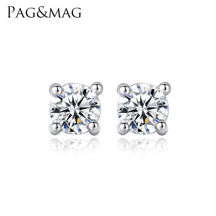 925 Sterling Silver Solitaire Stud Earrings | 18K Gold Plated