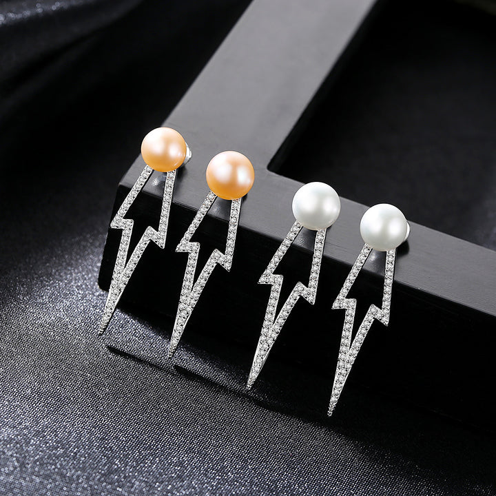 Arrow Stud Earrings with Freshwater Pearls | 925 Silver