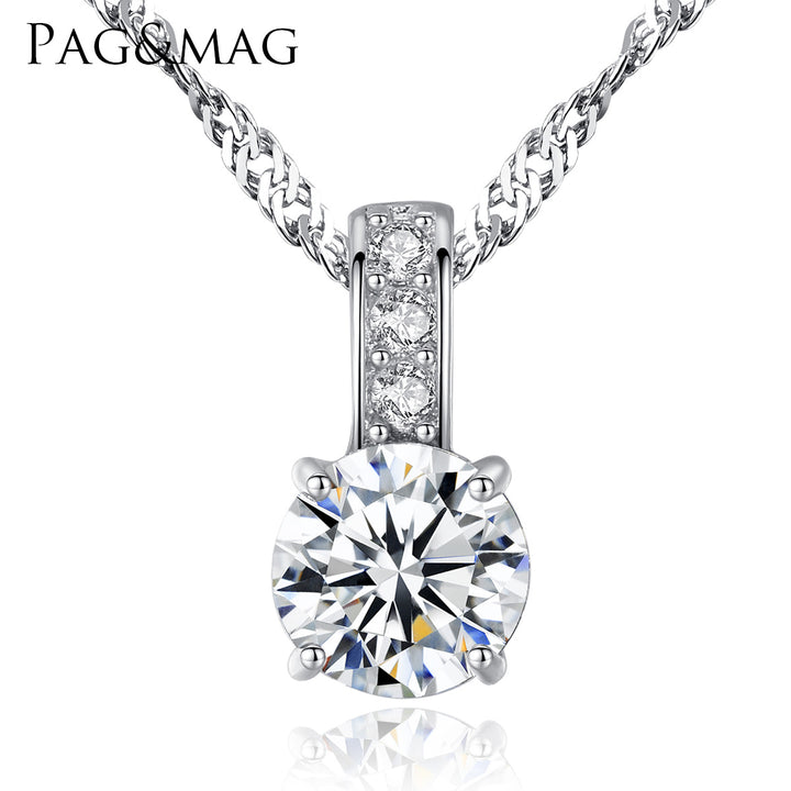 4 Prongs Round Cut Solitaire Pendant Necklace | 925 Silver
