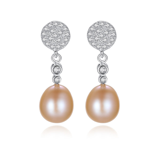 Circular Disc & Pearl Drop Earrings | 925 Sterling Silver