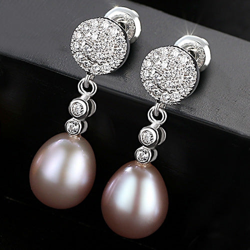 Circular Disc & Pearl Drop Earrings | 925 Sterling Silver