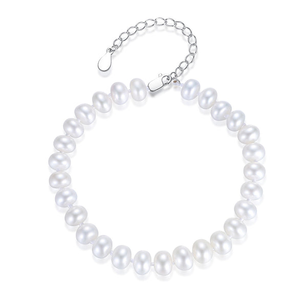 Natural Pearl Bead Bangle | Sterling Silver Bracelet