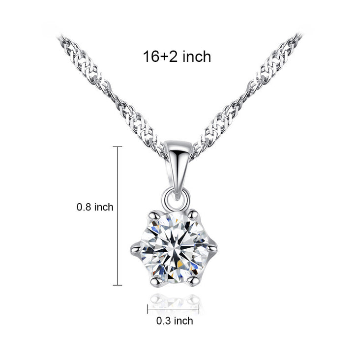 Round Solitaire Pendant - 925 Silver & 18K Gold Finish