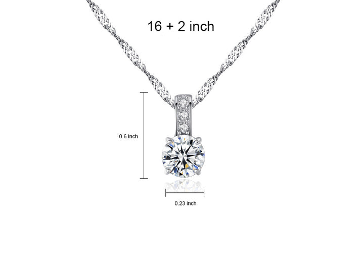 4 Prongs Round Cut Solitaire Pendant Necklace | 925 Silver