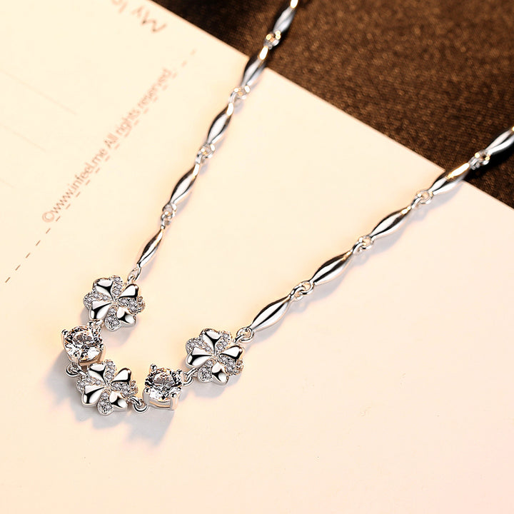 Luxury Flower CZ Diamond Chain Bracelet | Sterling Silver