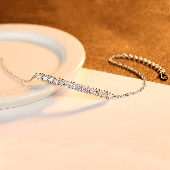  Micro Pave CZ Diamond Chain Bracelet | 925 Sterling Silver