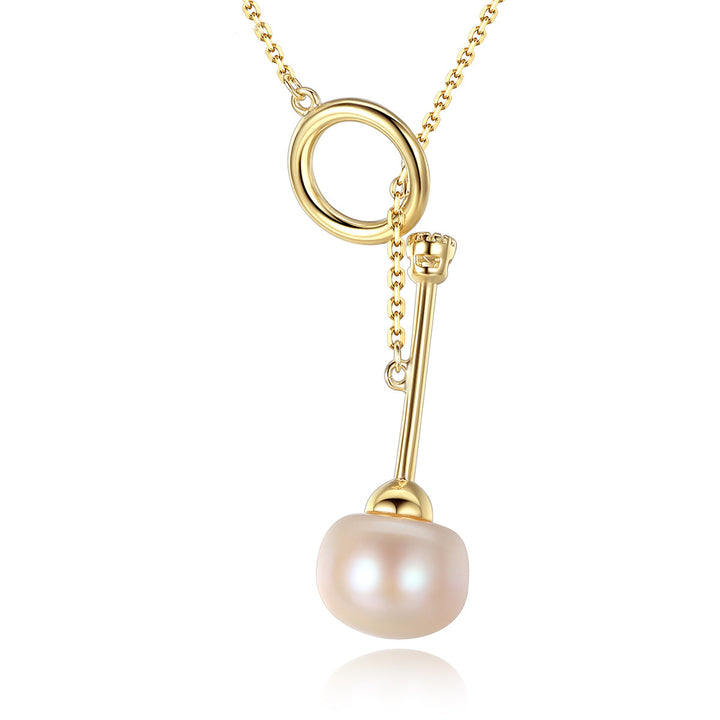 Freshwater Pearl Key Pendant | 925 Sterling Silver Necklace