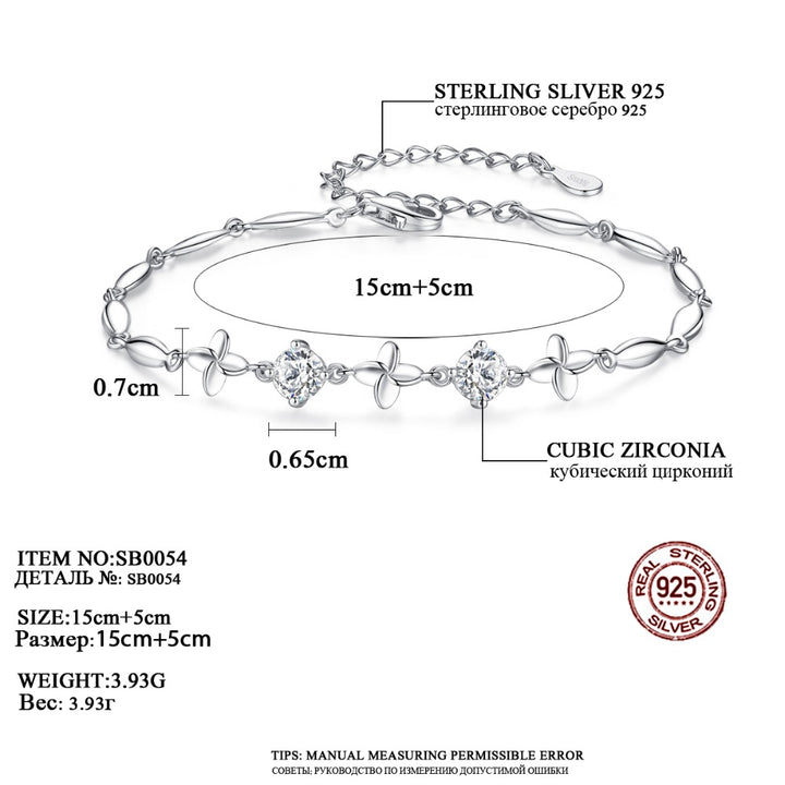 Four Leaf Clover Chain Bracelet  | Sterling Silver & 18K Gold