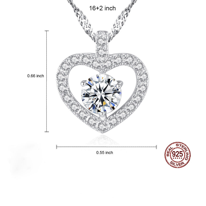 Heart Round Solitaire Pendant Necklace | 925 Sterling Silver
