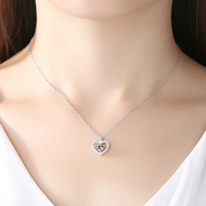 Heart Round Solitaire Pendant Necklace | 925 Sterling Silver