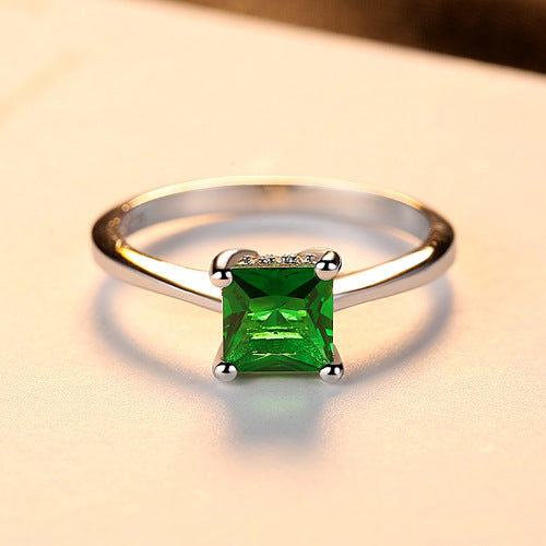 4 Prong Square Emerald Solitaire Ring - PAG & MAG Jewelry