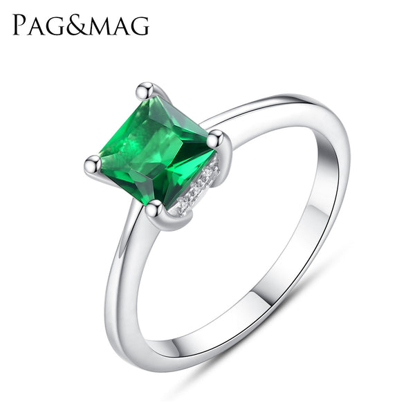 4 Prong Square Emerald Solitaire Ring - PAG & MAG Jewelry