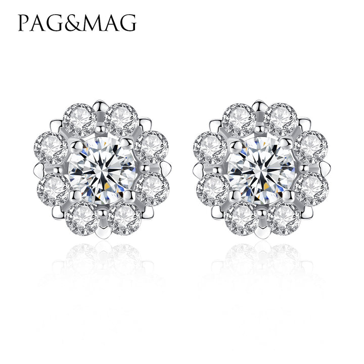 Flower Halo Stud Earrings | 925 Sterling Silver & Gold Plated