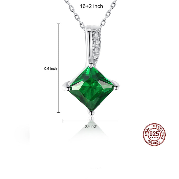 Elegant Emerald CZ Diamond Pendant Necklace | 925 Silver
