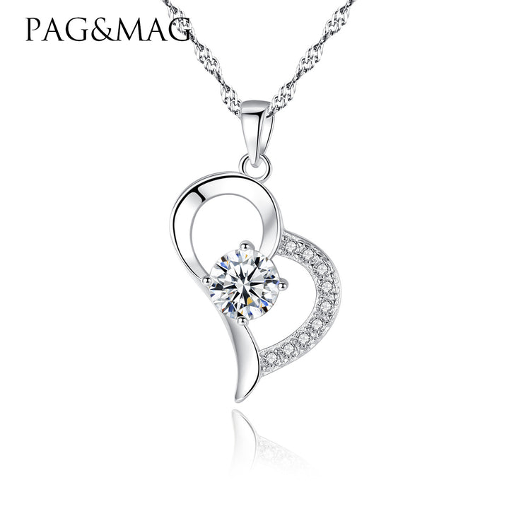 Dainty Heart Simulated Pendant Necklace | 925 Sterling Silver