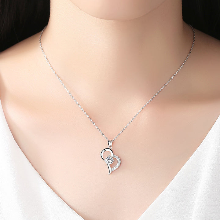 Dainty Heart Simulated Pendant Necklace | 925 Sterling Silver