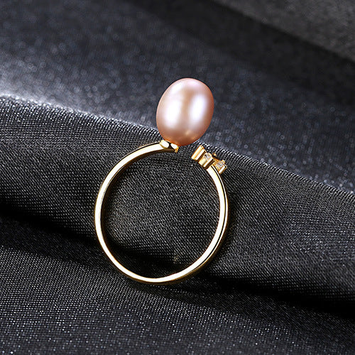  Natural Freshwater Pearl CZ Diamond Ring | Sterling Silver