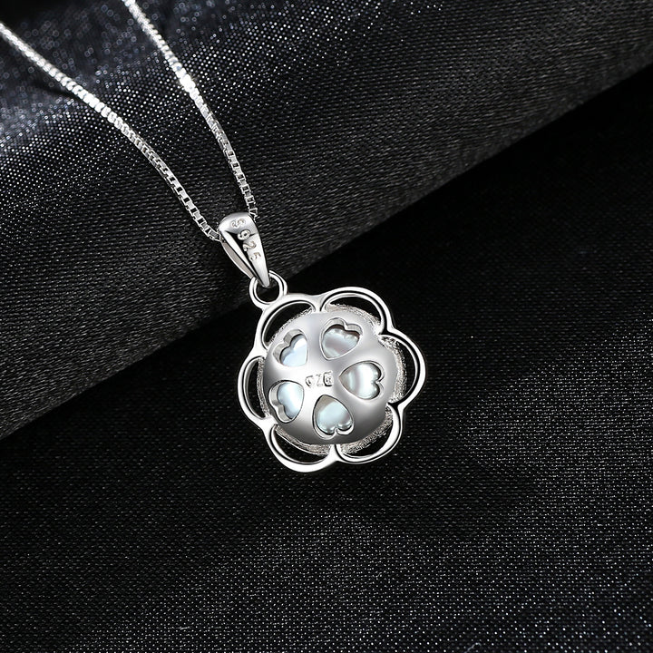 Natural Freshwater Pearl Necklace with Hollow Flower Pendant