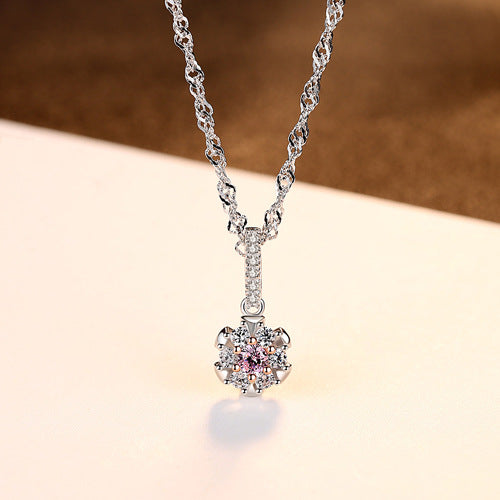  Pink Flower Pistil Pendant Necklace | Silver & Gold Plated