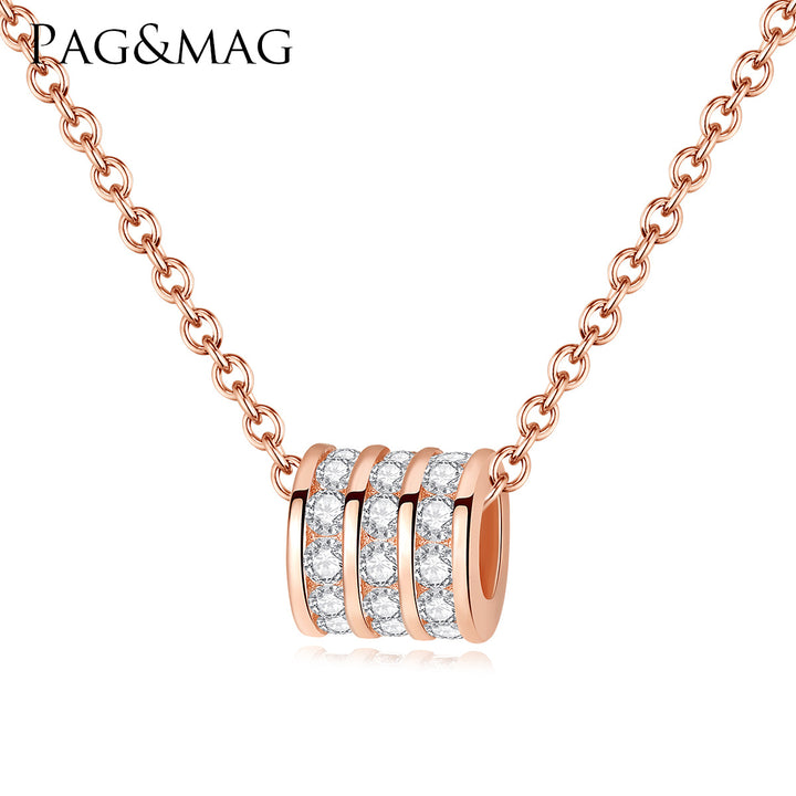 Rose Gold Roller Pendant Necklace - PAG & MAG Jewelry