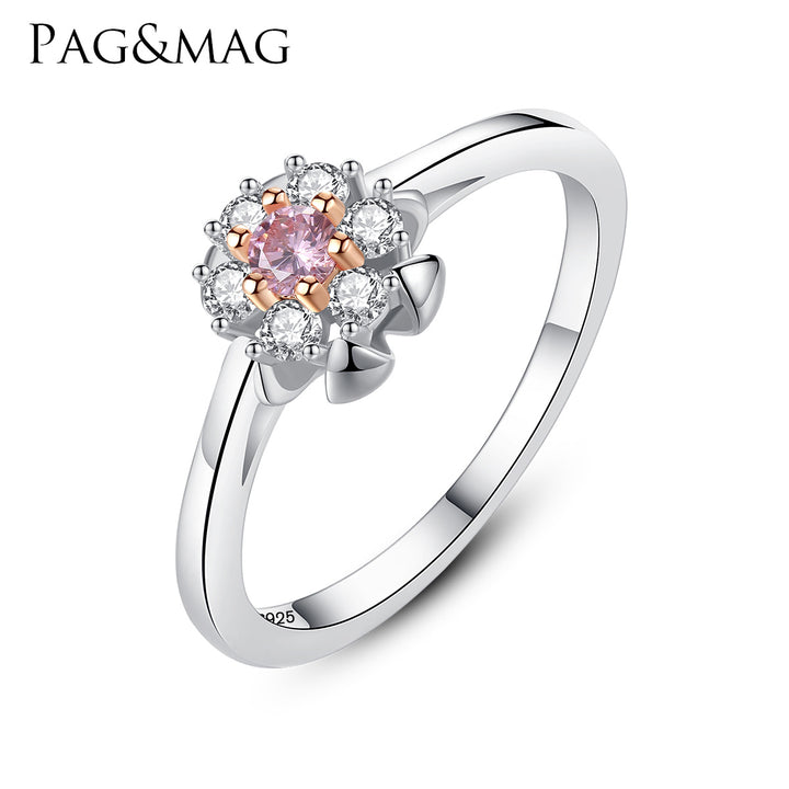Exquisite Pink CZ Diamond Ring | Sterling Silver & 18K Gold