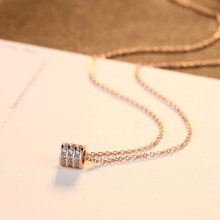 Rose Gold Roller Pendant Necklace - PAG & MAG Jewelry