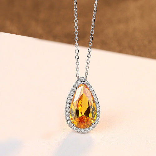 Teardrop Halo Pendant Necklace | Sterling Silver & Gold Plated