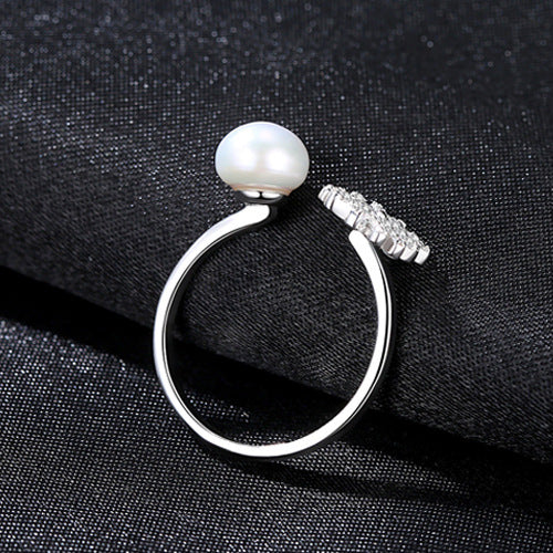 Snowflake-Inspired Natural Freshwater Pearl Ring | 925 Silver