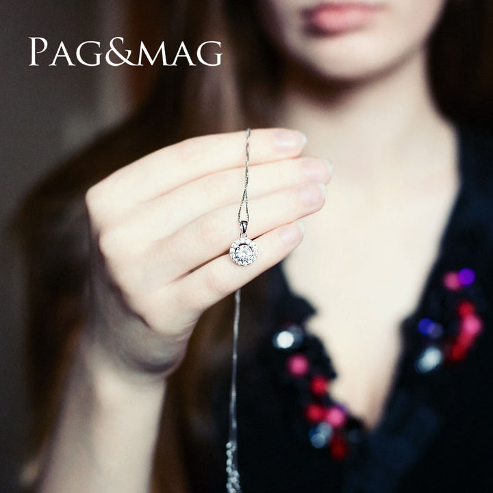 Round Sparkle Halo Pendant Necklace | 925 Sterling Silver