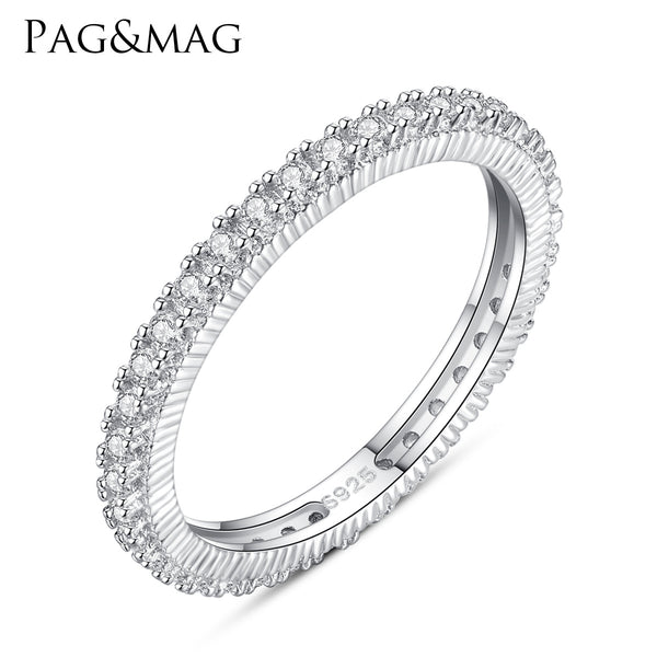 Simple Single Row CZ Diamond Stackable Ring | 925 Silver