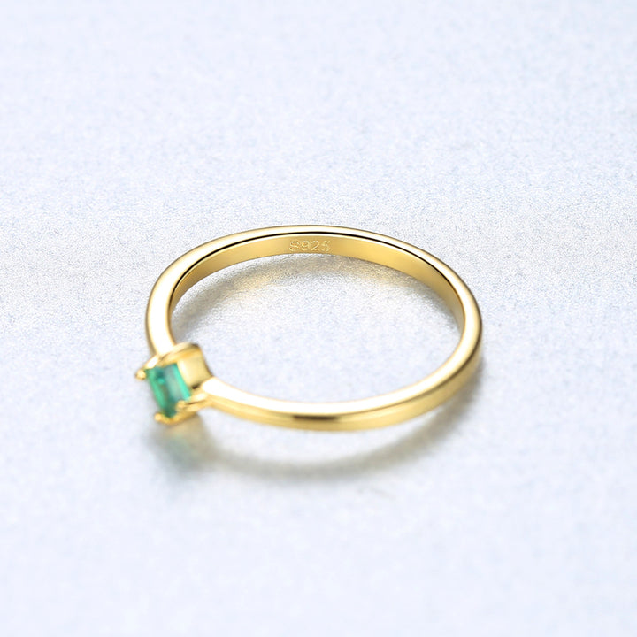 4 Prong Square Emerald Fine Gemstone Engagement Wedding Ring