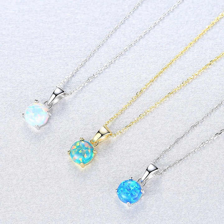Colorful Round Opal Pendant Necklace - PAG & MAG Jewelry