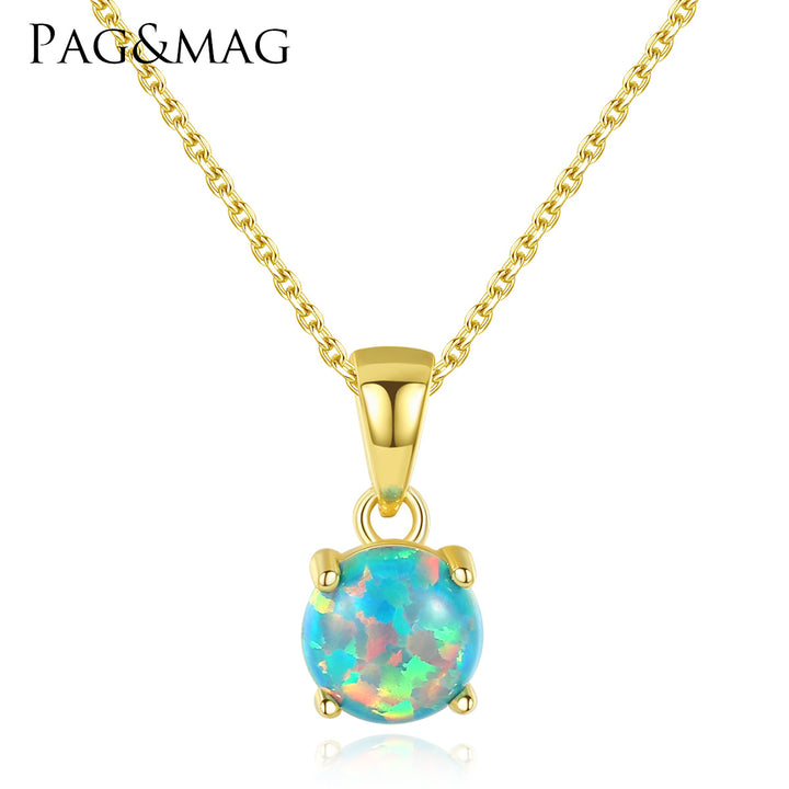 Colorful Round Opal Pendant Necklace - PAG & MAG Jewelry