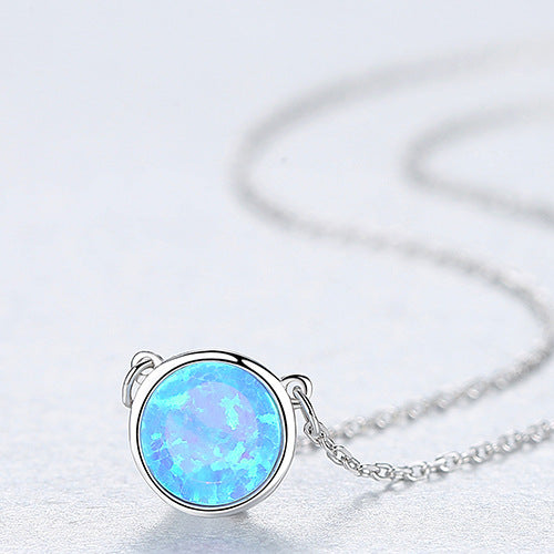 Bead Charm Opal Pendant Necklace | 925 Sterling Silver 