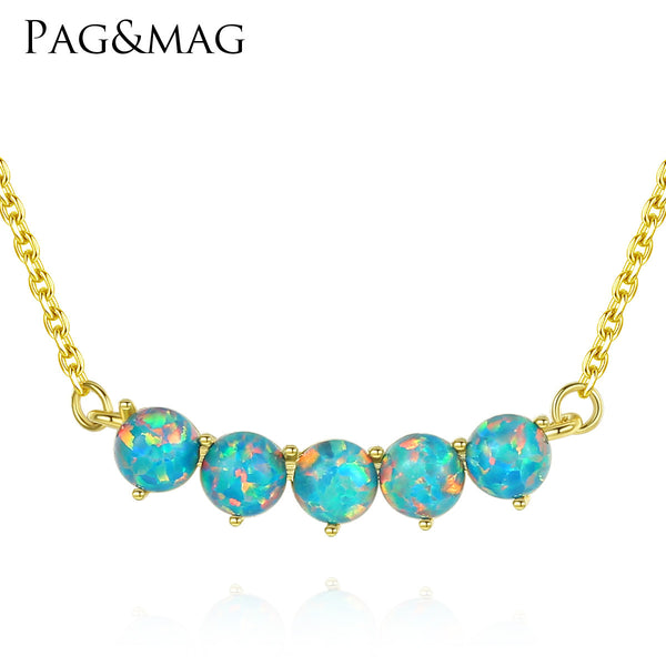 5 Balls Opal Pendant Necklace | 925 Sterling Silver 