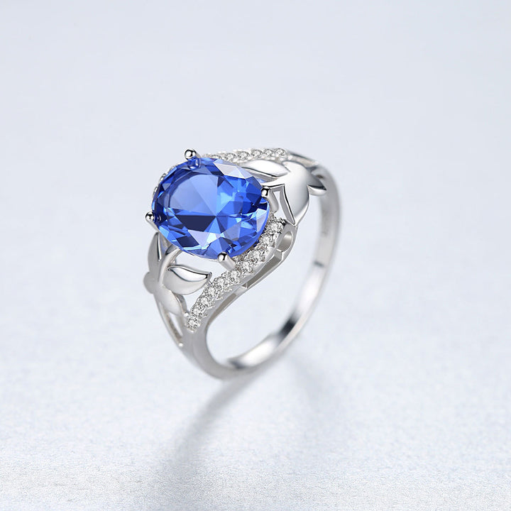 Oval Sapphire Gemstone Engagement Wedding Ring 
