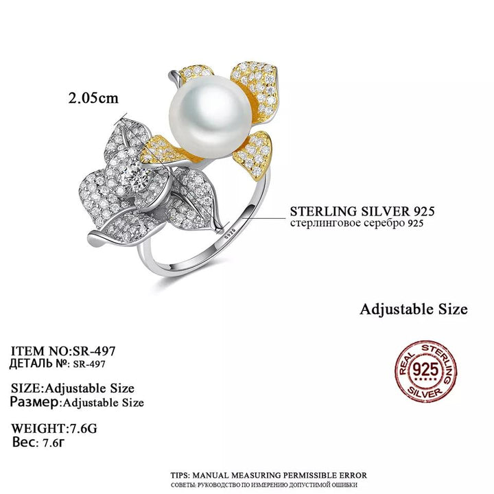 Double Gold Plated Natural Freshwater Pearl Ring