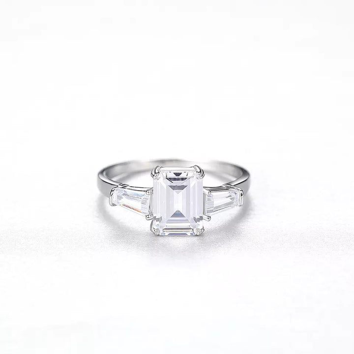 Exquisite 4 Prong Emerald Cut Ring | Gold & Sterling Plated